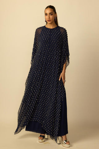 Kaftan for Indian Wedding – Deep Blue Silver Drop by Vvani By Vani Vats