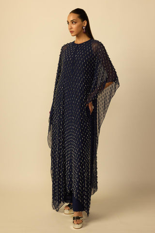 Kaftan for Indian Wedding – Deep Blue Silver Drop by Vvani By Vani Vats