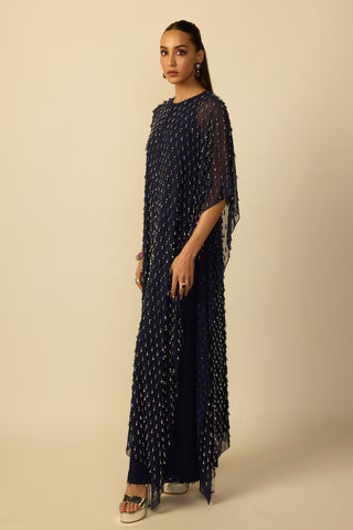 Kaftan for Indian Wedding – Deep Blue Silver Drop by Vvani By Vani Vats