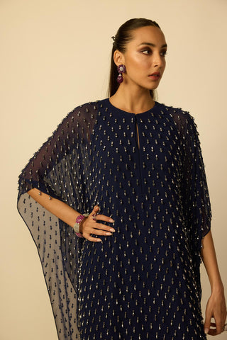 Kaftan for Indian Wedding – Deep Blue Silver Drop by Vvani By Vani Vats