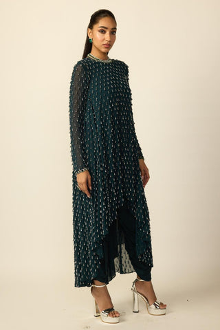 Kurta Set for Indian Wedding – Green Teal Drop by Vvani By Vani Vats