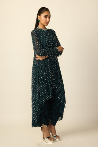 Kurta Set for Indian Wedding – Green Teal Drop by Vvani By Vani Vats