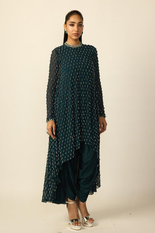 Kurta Set for Indian Wedding – Green Teal Drop by Vvani By Vani Vats