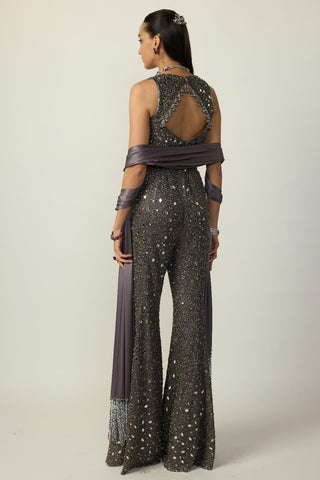 Sharara Set for Indian Wedding – Metallic Gray by Vvani By Vani Vats