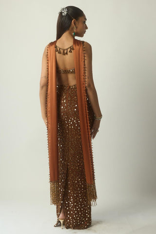 Pencil Skirt Set for Contemporary Wear – Brown Copper by Vvani By Vani Vats