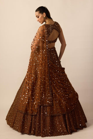 Lehenga Set for Indian Wedding – Brown Copper by Vvani By Vani Vats