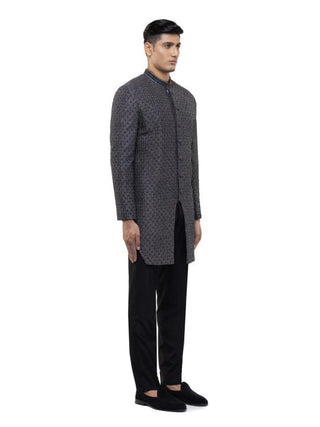 Gray Bucket Hem Embellished Sherwani Set