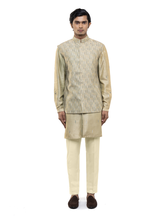 Green beaded embroidery kurta bandi set