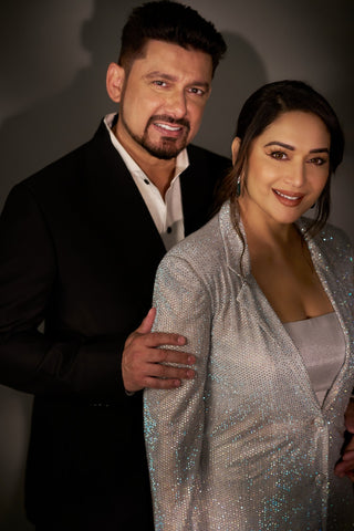 Silver crystal-studded jacket with pants