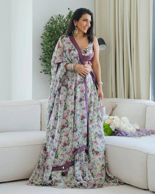 Violet african floral lehenga set