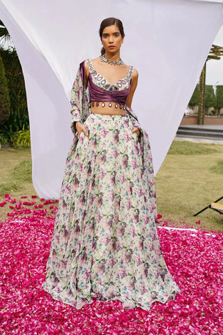 Violet african floral lehenga set