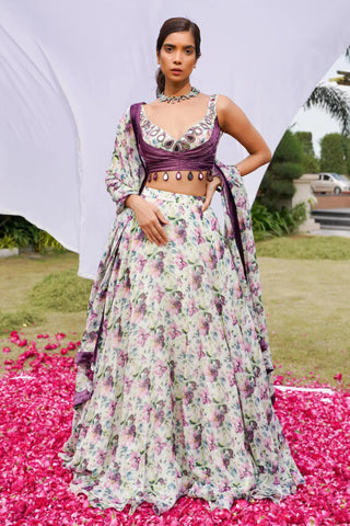 Violet african floral lehenga set
