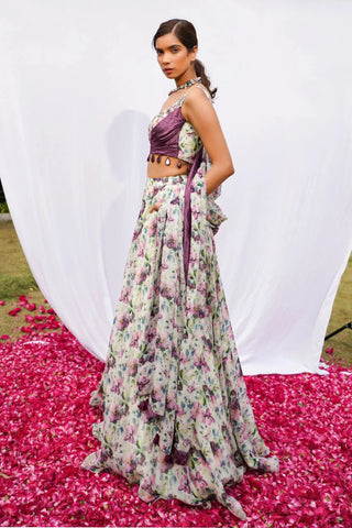 Violet african floral lehenga set