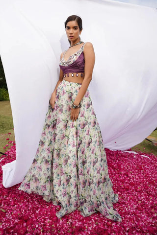 Violet african floral lehenga set