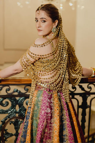 Lehenga Set for Indian Weddings – Multicolor Kalidar Harness by Itrh