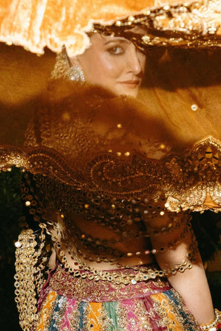 Lehenga Set for Indian Weddings – Multicolor Kalidar Harness by Itrh