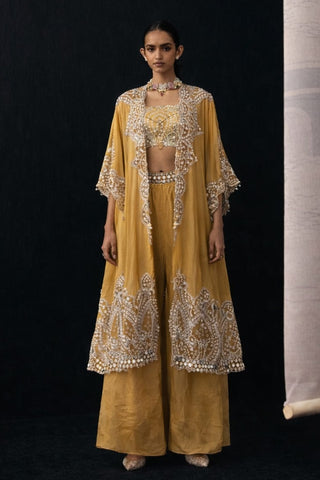 Gold Cape Set for Indian Wedding – Zari Mirrorwork Layered by Twenty Nine