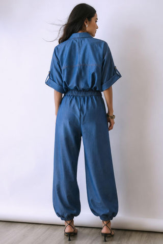 Co-ord Set Contemporary Wear - Blue Riviera Lattice by Babita Malkani