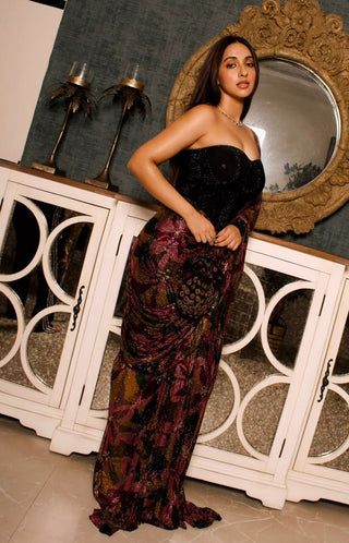 Draped Saree Indian Wedding - Black yasmeen corset by Itrh