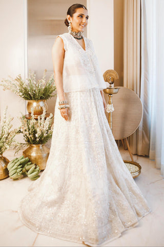 Ivory moti safarnama lehenga set