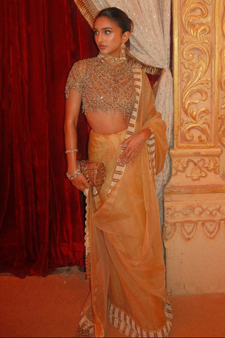 Saree Indian Wedding - Yellow Kahani Organza Saree by Itrh
