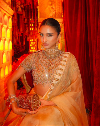 Saree Indian Wedding - Yellow Kahani Organza Saree by Itrh
