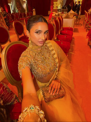 Saree Indian Wedding - Yellow Kahani Organza Saree by Itrh