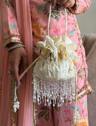 Potli Bag Festive Wear - White Anaar Potli Bag by Plode