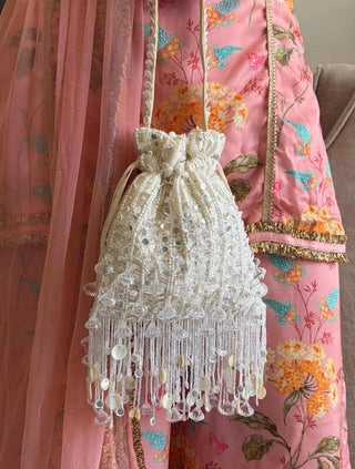 Potli Bag Wedding Wear - White Pataka Potli Bag by Plode