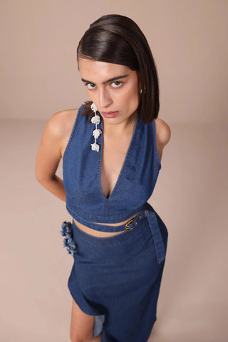 Blue denim jean halter co-ord set