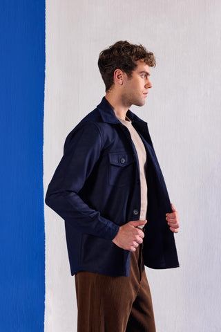 Suede Jacket Contemporary Wear – Navy Blue Jacket by Zazu