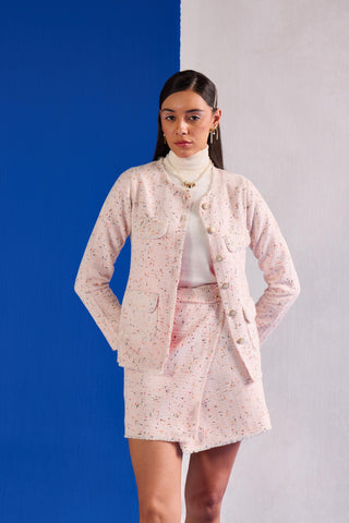 Tweed Co-ord Set Contemporary Wear – Pink Outfit by Zazu