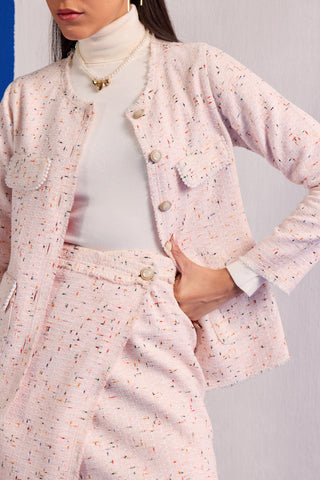 Tweed Co-ord Set Contemporary Wear – Pink Outfit by Zazu