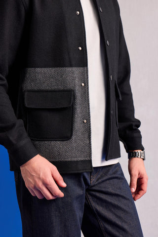 Herringbone Jacket Contemporary Wear – Black Herringbone Jacket by Zazu