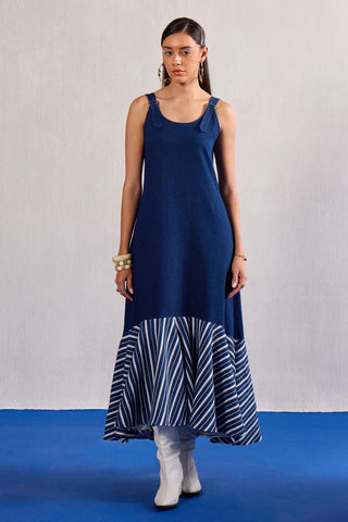 Striped Maxi Dress Contemporary Wear – Blue Striped Maxi Dress by Zazu