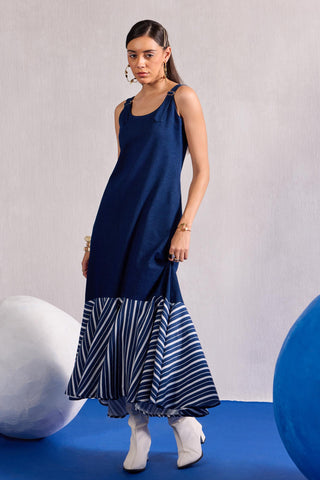 Striped Maxi Dress Contemporary Wear – Blue Striped Maxi Dress by Zazu