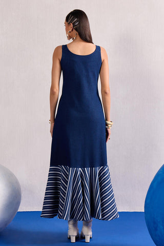 Striped Maxi Dress Contemporary Wear – Blue Striped Maxi Dress by Zazu
