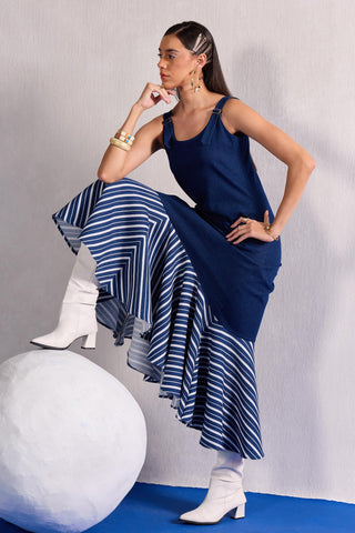 Striped Maxi Dress Contemporary Wear – Blue Striped Maxi Dress by Zazu