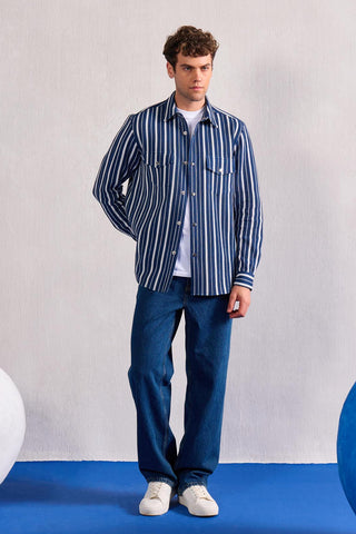 Striped Overshirt Contemporary Wear – Blue Striped Overshirt by Zazu