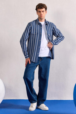 Striped Overshirt Contemporary Wear – Blue Striped Overshirt by Zazu