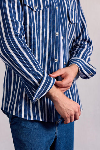Striped Overshirt Contemporary Wear – Blue Striped Overshirt by Zazu