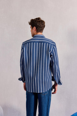 Striped Overshirt Contemporary Wear – Blue Striped Overshirt by Zazu