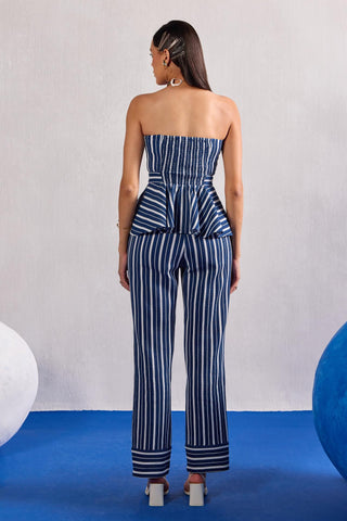 Striped Co-ord Set Contemporary Wear – Blue Striped Set by Zazu