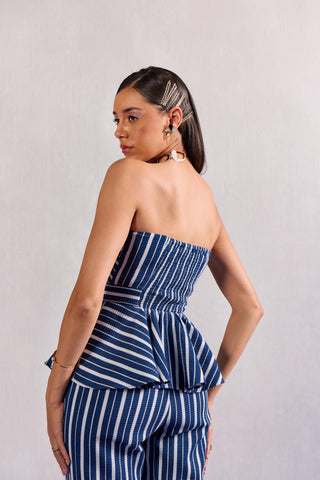Striped Co-ord Set Contemporary Wear – Blue Striped Set by Zazu