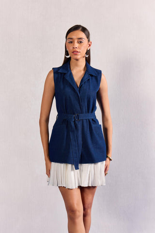 Denim Mini Dress Contemporary Wear – Blue Short Dress by Zazu