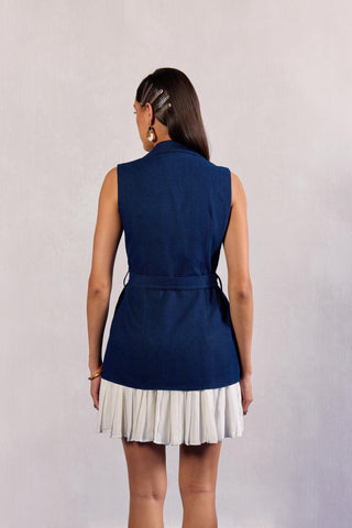 Denim Mini Dress Contemporary Wear – Blue Short Dress by Zazu