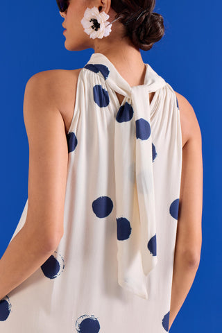 Polka Dot Maxi Dress Contemporary Wear – White Polka Dress by Zazu