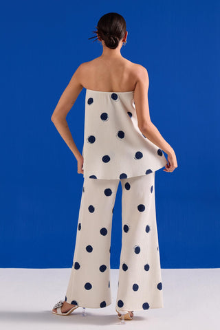 Polka Co-ord Set Contemporary Wear – White Polka Set by Zazu