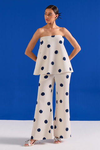 Polka Co-ord Set Contemporary Wear – White Polka Set by Zazu