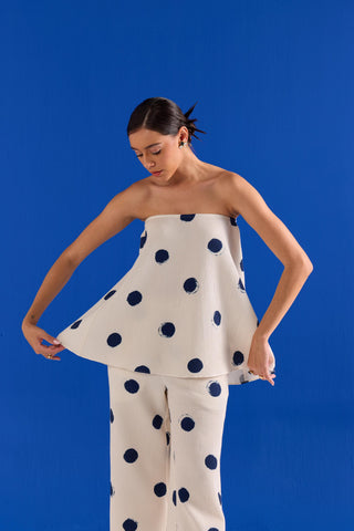 Polka Co-ord Set Contemporary Wear – White Polka Set by Zazu